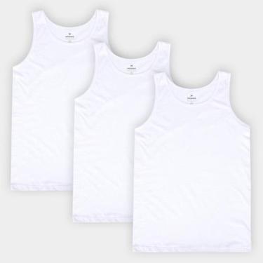 Imagem de Kit Regata Hering Básicas 3 Peças Masculina, Branco, M
