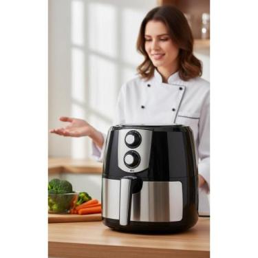 Imagem de Fritadeira Air Fry Jumbo 7,2L Inox Preta: Saudável e Crocant - Congrat