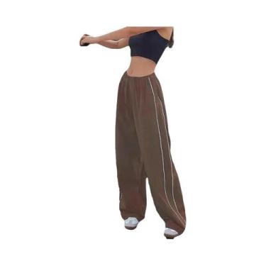 Imagem de Calças Cargo Baggy Vintage Y2K Femininas Com Cordão E Cintura Baixa, C
