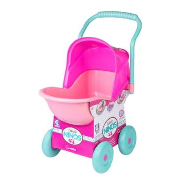 Imagem de Carrinho de boneca rosa meninas bebê reborn infantil para passeio brin