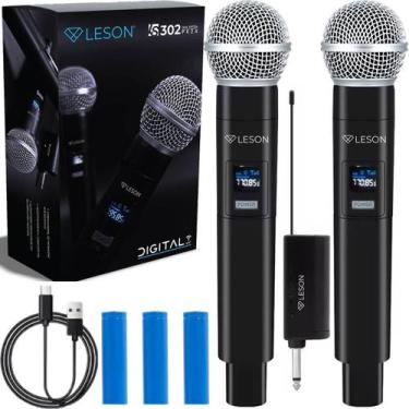 Imagem de Kit 2 Microfone Sem Fio Digital Profissional Recarregável Alto Alcance
