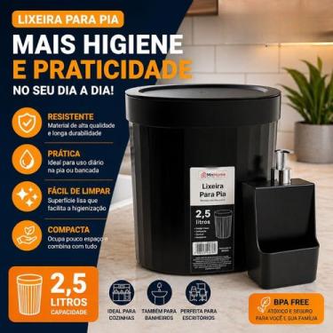 Imagem de Kit Lixeira 2,5 Litros Xplast + Porta Detergente Bico