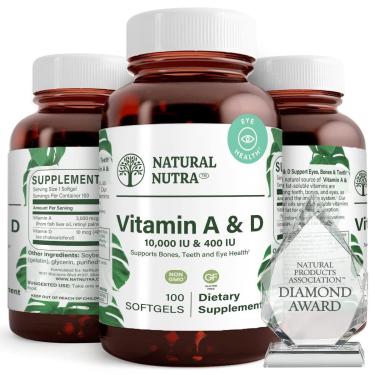 Imagem de Suplemento natural Nutra Vitaminas A e D 10000UI/400IU 100 Cápsulas Gelatinosas-Unissex