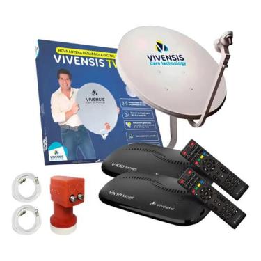 Imagem de Kit Antena Parabólica Digital Receptor Vx10 Hd Vivensis 2 Tv, Bivolt