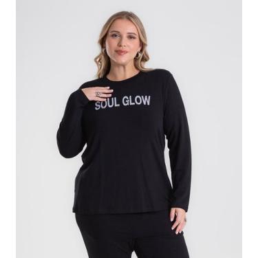Imagem de Blusa Manga Longa Com Rebite Plus Size Secret Glam Preto, Plus G2, Pre