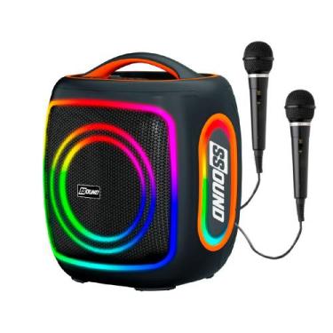 Imagem de Caixa de Som Ssound Pump Cubo Portatil Preto LED BT TWS 420w - 2 Mic, 