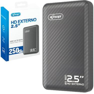 Imagem de HD Externo Knup 250GB USB3.0 Slim Portátil Preto