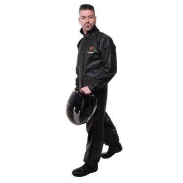 Imagem de Capa de Chuva Motoqueiro Em PVC Com Gola Para Motociclista Tam G Pione