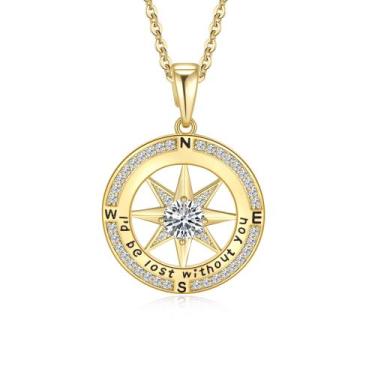 Imagem de Colar Mkhhy Compass em ouro real 18k preenchido com diamante