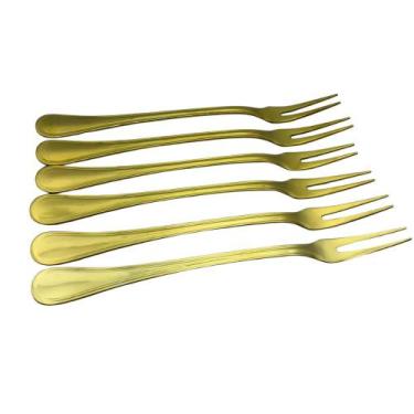 Imagem de Conjunto de Garfos Dourados para Petiscos com 6 Peças - By Fineza