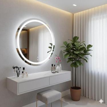 Imagem de Espelho Redondo  Iluminado LED Frio 6000K  Touch Screen  Jateado  Idea