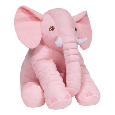 Imagem de Almofada Pelúcia Travesseiro Elefante Gigante Bebê Buba, Rosa