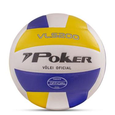 Imagem de Bola de Volei Poker VLS 200 05840, Amarelo, Branco, Azul