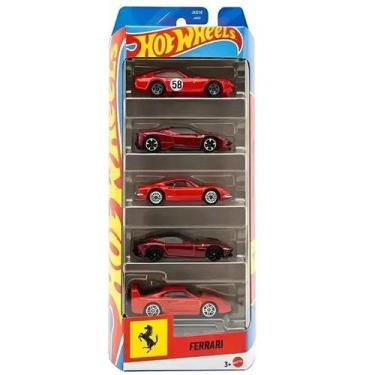 Imagem de Hot Wheels Caixa com 5 Carros Ferrari Mattel JLN12