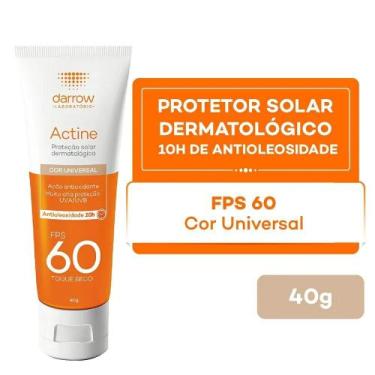 Imagem de Protetor Solar Facial Actine FPS 60 Com Cor 40g - darrow, Dourado