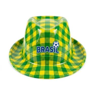 Imagem de Chapéu Malandrinho Plástico Brasil Tabuleiro Verde Amarelo Torcida - S