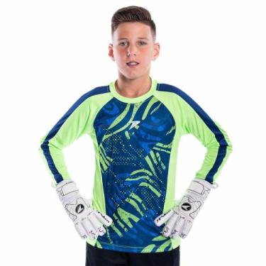 Imagem de Camisa de Goleiro Poker Defender Infantil Manga Longa, Verde, Marinho,