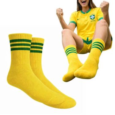Imagem de Meia Verde e Amarelo Brasil 33 ao 39 Copa 2026 Adulto Torcedor Futebol
