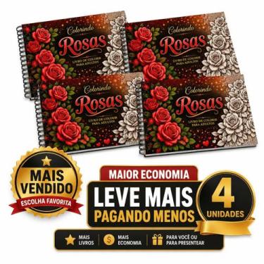Imagem de Livro para Colorir de Adulto A5 Rosas Vermelhas Volume 1 - Onor, 4 uni