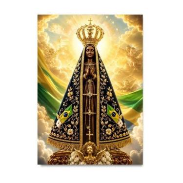 Imagem de Placa Decorativa Nossa Senhora Aparecida Rainha do Brasil 21x30cm - Qu