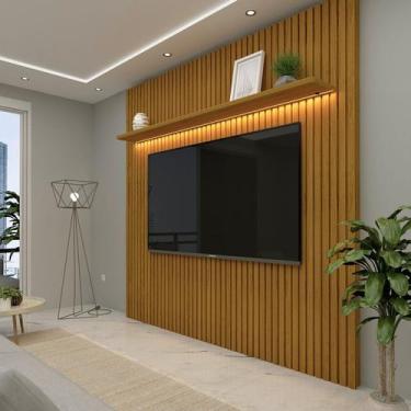 Imagem de Painel Ripado para TV até 75 Polegadas com LED 100% MDF 185CMX250CM No