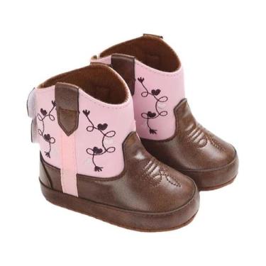 Imagem de Botas De Couro Antiderrapantes Para Bebês, Botinhas Estilo Cowboy Com 