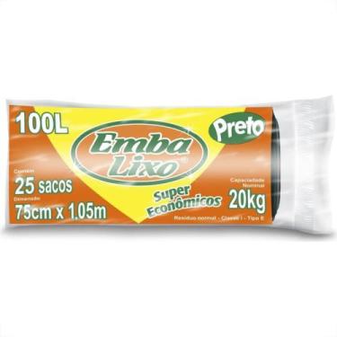 Imagem de Saco Embalixo Rolo Super Economico Preto 100L Com 25 Sacos 510082