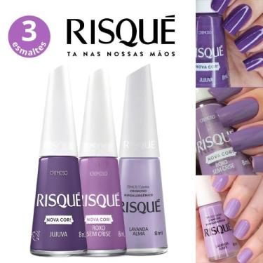 Imagem de Kit Esmaltes Risqué Tons Roxo Lilás Azul Esmalte Atacado Nova Coleção,
