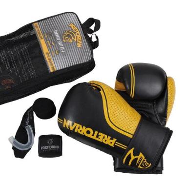 Imagem de Kit De Boxe/Muay Thai Pretorian First FX1, Cinza claro, Preto, 14oz