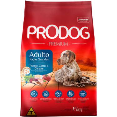 Imagem de Ração Seca Prodog Frango, Carne e Cereais para Cães Adultos Raças Grandes - 15 Kg
