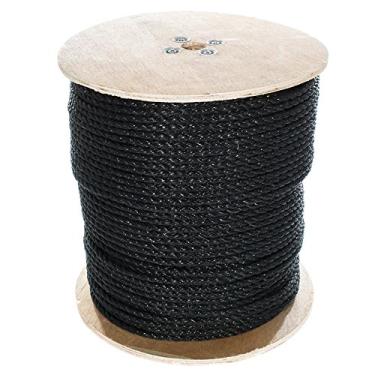 Imagem de Corda de polipropileno torcido com 3 fios West Coast Paracord - À prova d'água e flutua na água, Preto, 1/2 Inch x 500 Feet