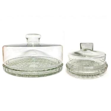 Imagem de Kit Boleira Vidro e Queijeira Base Decorada Colonial Grande - Mistral