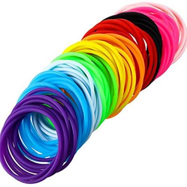 Imagem de Hlily Braceletes de geléia de silicone multicoloridos laços de cabelo para meninas mulheres, 100 peças (não luminescentes)