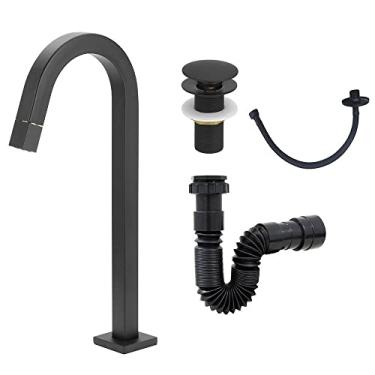 Imagem de Torneira Lav. Clean Preto Black+Flexível+Válvula Click+Sifão