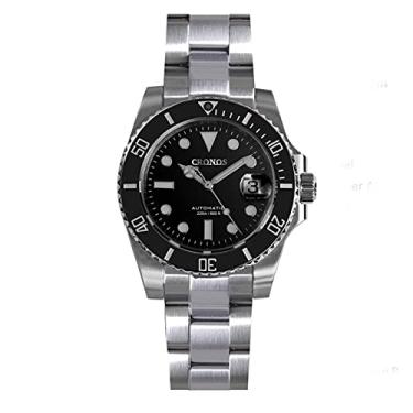 Imagem de Relógio de pulso masculino Cronos Upgrade L6005 submergulhador de luxo, pulseira de aço inoxidável, bisel de cerâmica, 200 metros, resistente à água, Cor 1, mergulho