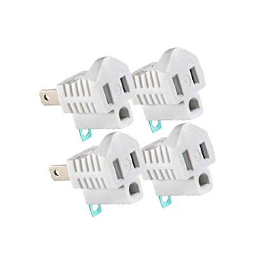 Imagem de Adaptador de tomada de 2 garras a 3 garras, conversor de aterramento polarizado ETL duas garras a três pontas saídas pacote com 4 branco ETL listado
