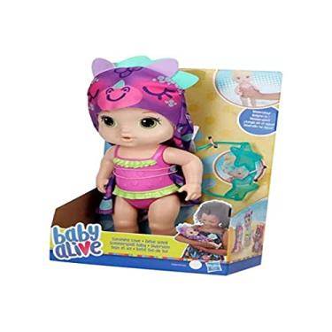Imagem de Baby Alive Bebê Dia de Sol Loira - Boneca de 25 cm, com Acessórios para Brincar na Água - F2568 - Hasbro, Rosa, amarelo, verde, roxo e azul