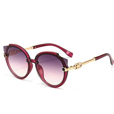 Imagem de Óculos de sol da moda vintage olho de gato redondo óculos de sol feminino versão metal sem aro gradiente óculos de sol luxo tons uv400, roxo, outros
