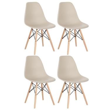 Imagem de Kit 4 Cadeiras Charles Eames Eiffel Dsw Com Pés De Madeira Clara Nude