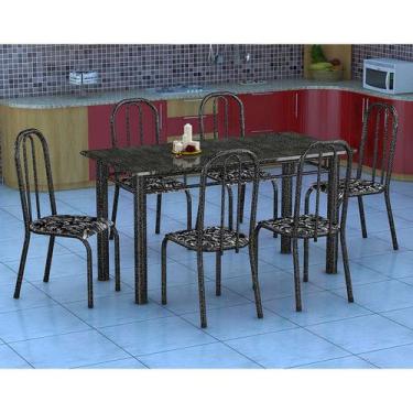 Imagem de Conjunto De Mesa Granada Com 6 Cadeiras Madri Preto Floral Gr - Fabone