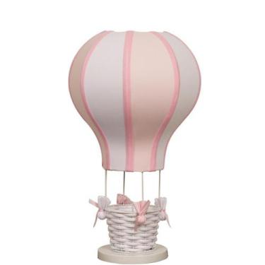 Imagem de Abajur Balão Rosa Com Branco Luz Em Foco Quarto Infantil