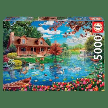 Quebra-Cabeça Puzzle Grow 1000 peças Casa no Lago