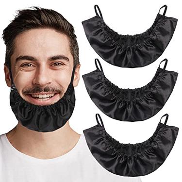 Imagem de MIKIMIQI Bandana masculina para barba, pacote com 3 unidades, tamanho GG, babador de barba, preto, macio, acetinado, pelo facial, protetor de avental de pelos faciais, gorro, pano, homem, babador de
