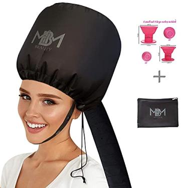 Imagem de Acessório para secador de cabelo Bonnet com 10 modeladores de cabelo de silicone extra grande ajustável com capuz e mangueira extra longa para secar, pentear, modelar cachos e condicionamento profundo para de cabeça e cabelo
