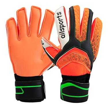 Imagem de Luvas de goleiro de futebol adulto para treinamento e combinação kits de goleiro de futebol com aderência forte proteção de dedo com malha respirável, laranja, 5 (comprimento: 15 cm)