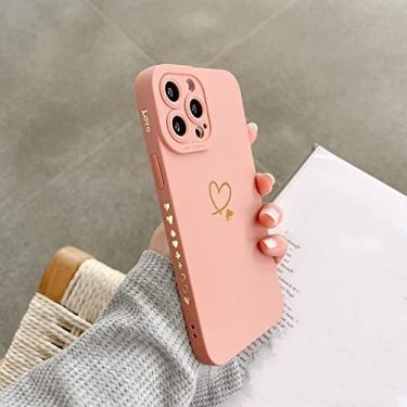 Imagem de Capa de telefone Soft Love Heart para iPhone 11 12 13 14 Pro Max XS Max XR 7 8 Plus SE 2020 Capa traseira de silicone à prova de choque, rosa, para iPhone 7plus