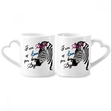 Imagem de Simple Pinto Picture Letra Animal Casal Porcelana Conjunto de Caneca de Cerâmica Amante Copo Punho de Coração