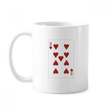 Imagem de Caneca com estampa de cartas de baralho Heart 9 cerâmica xícara de café porcelana louça