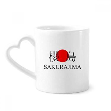 Imagem de Sakurajima Japonesa Nome Vermelho Sol Bandeira Caneca Café Cerâmica Copos Copo Coração Vidro