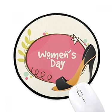 Imagem de DIYthinker Tapete de mouse feminino salto alto padrão de dia para mesa escritório tapete redondo para computador